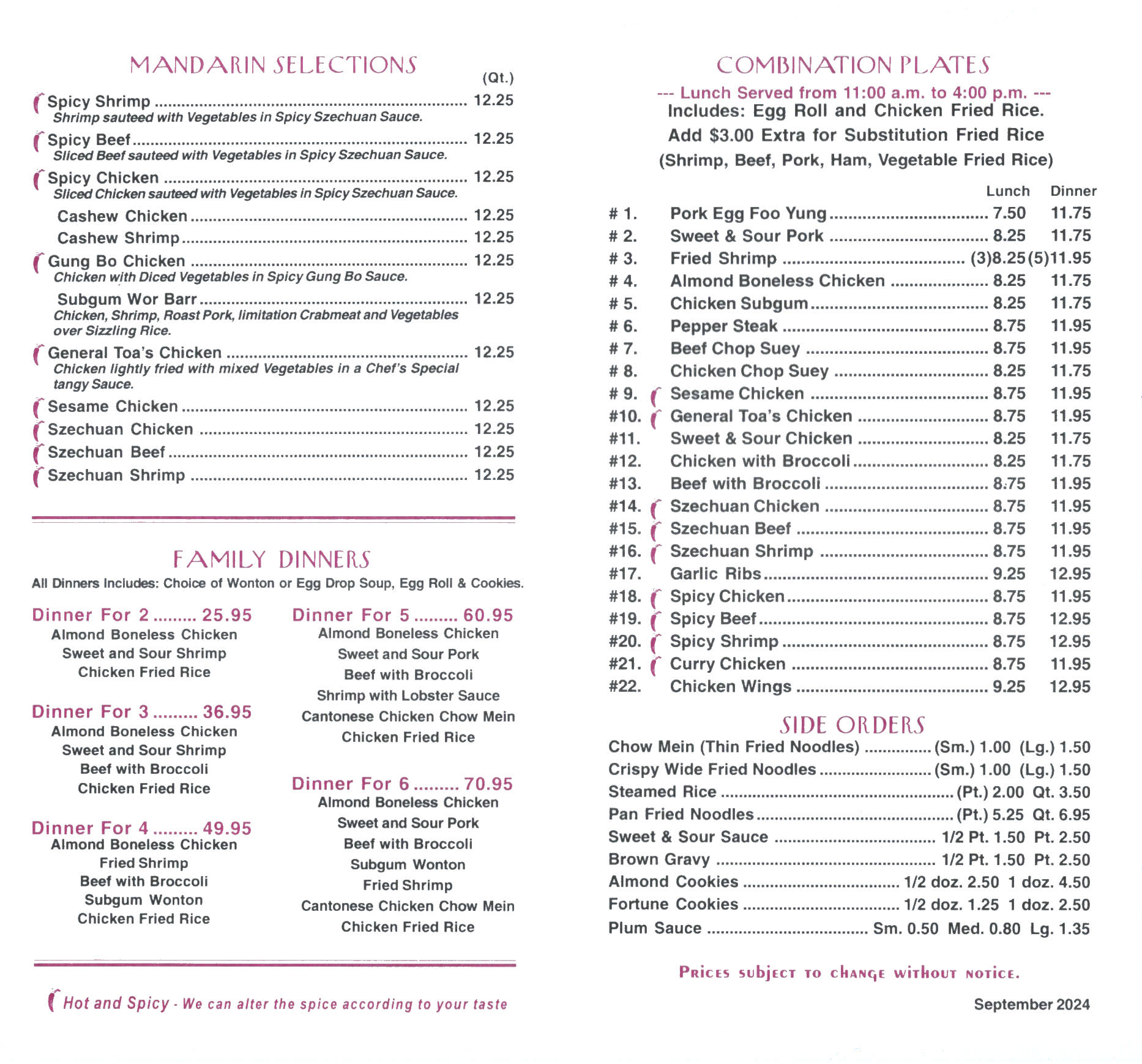 Menu Page 3